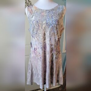 Vintage Concept Tunic Tank Womens M Pastel Multi Floral Burnout Soft Flowy EUC